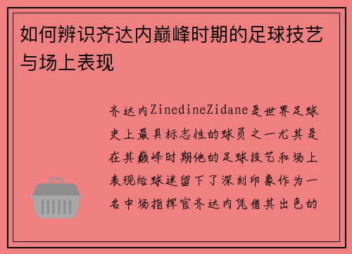 如何辨识齐达内巅峰时期的足球技艺与场上表现